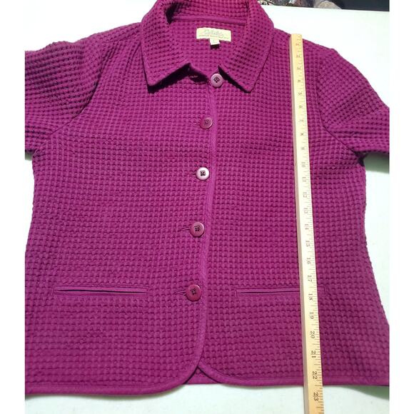 Cabelas Womens Waffle Knit Pink Button Diwn Jacket Size Large Cabincore Preppy - Picture 4 of 5